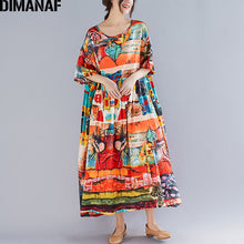 Load image into Gallery viewer, DIMANAF Plus Size Women Print Dress Summer Sundress Cotton Female Lady Vestidos Loose Casual Holiday Maxi Dress Big Size 5XL 6XL