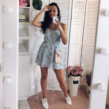 Load image into Gallery viewer, 2019 New Women's Dress Sweet Summer Casual Fashion Bohemian Print Thin Strap Sleeveless Black Dress for Women