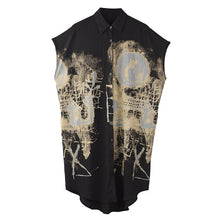 Load image into Gallery viewer, [EAM] Women Black Pattern Printed Big Size Shirt Dress New Lapel Short Sleeve Loose Fit Fashion Tide Spring Summer 2020 1T45201
