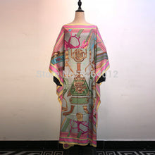 Load image into Gallery viewer, African Dashiki Dress Print Bohemia Silk Scarf Hijab Loose Elegant Muslim Abaya Bazin Robe Gowns Broder Riche Sexy Lady Party
