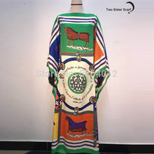 Load image into Gallery viewer, African Dashiki Dress Print Bohemia Silk Scarf Hijab Loose Elegant Muslim Abaya Bazin Robe Gowns Broder Riche Sexy Lady Party
