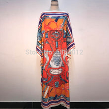 Load image into Gallery viewer, African Dashiki Dress Print Bohemia Silk Scarf Hijab Loose Elegant Muslim Abaya Bazin Robe Gowns Broder Riche Sexy Lady Party
