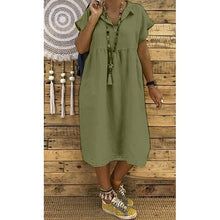 Load image into Gallery viewer, Women Summer Style Feminino Vestido T-shirt Cotton Casual Plus Size Ladies Dress Casual Linen Dress
