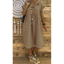 Load image into Gallery viewer, Women Summer Style Feminino Vestido T-shirt Cotton Casual Plus Size Ladies Dress Casual Linen Dress

