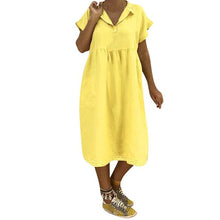 Load image into Gallery viewer, Women Summer Style Feminino Vestido T-shirt Cotton Casual Plus Size Ladies Dress Casual Linen Dress
